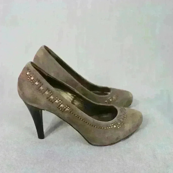 Nero Giardini Suede Pump Womens 36 EU 5 US 3.5" Stacked Heel Italy Y2K - Picture 12 of 13